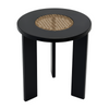 Round Black Patio Side Table with Basket weave