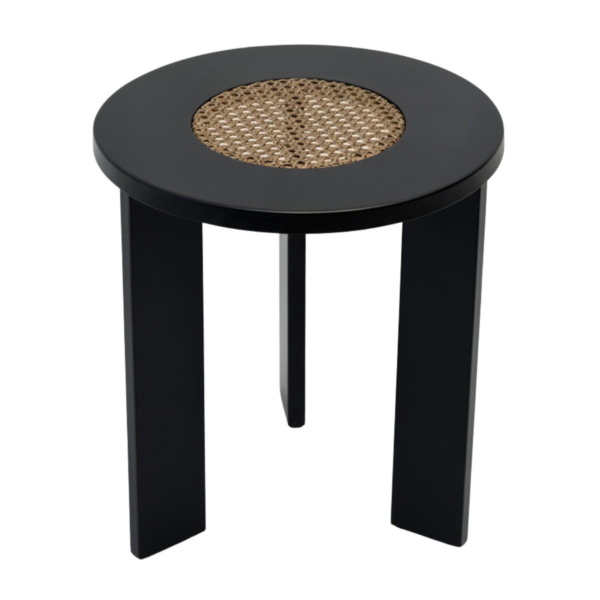 Round Black Patio Side Table with Basket weave