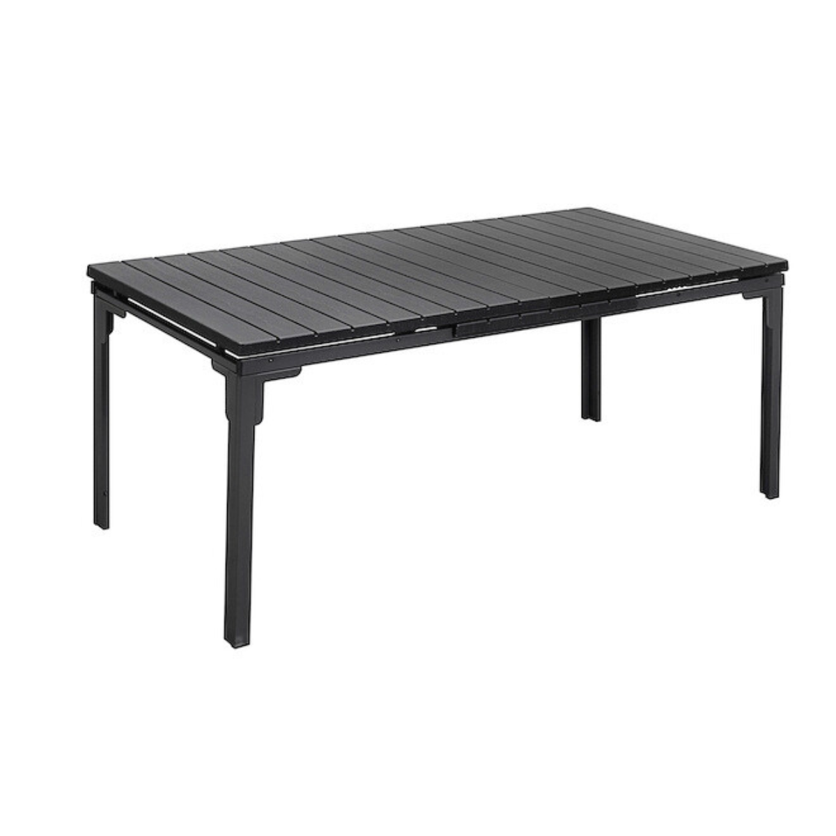 Landon Black Dining Table with Wood Tabletop and Steel Frame