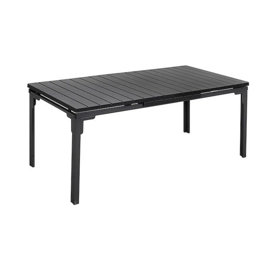 Landon Black Dining Table with Wood Tabletop and Steel Frame