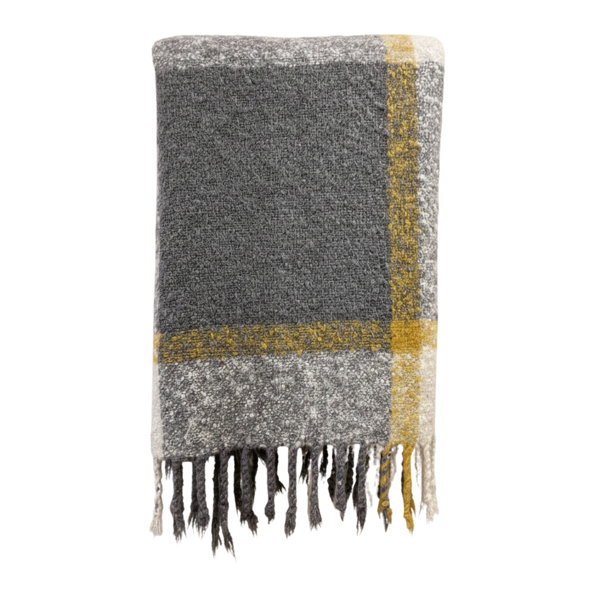Grey & Yellow Plaid Throw