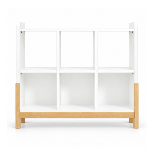 Bookcase - 6 Cube White and Natural Wood
