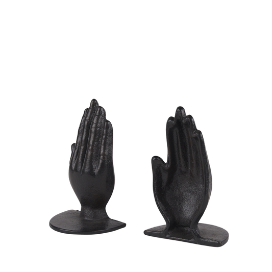 Sculpture - Praying Hand Black Bookend Mercana