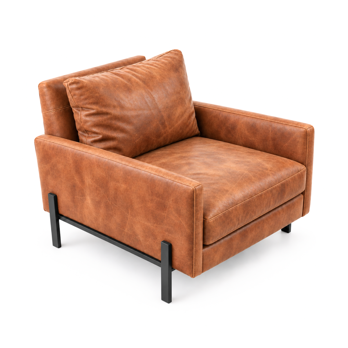 Chair - Accent Stryker Caramel Leather with  Black Legs