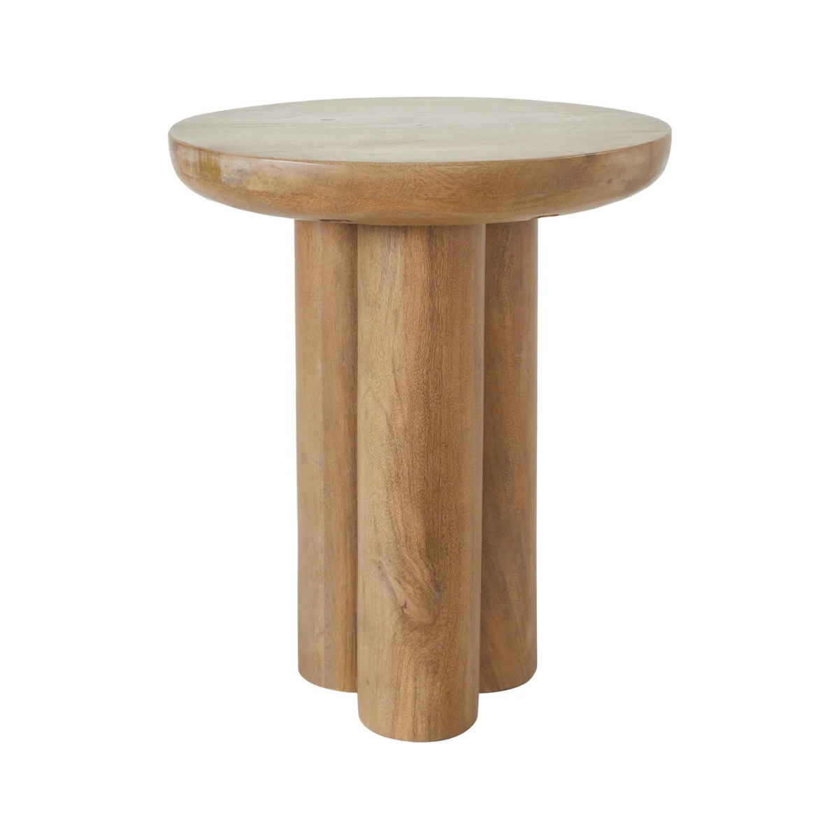 Round Honey Wood Side Table