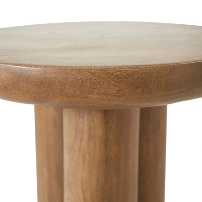 Round Honey Wood Side Table