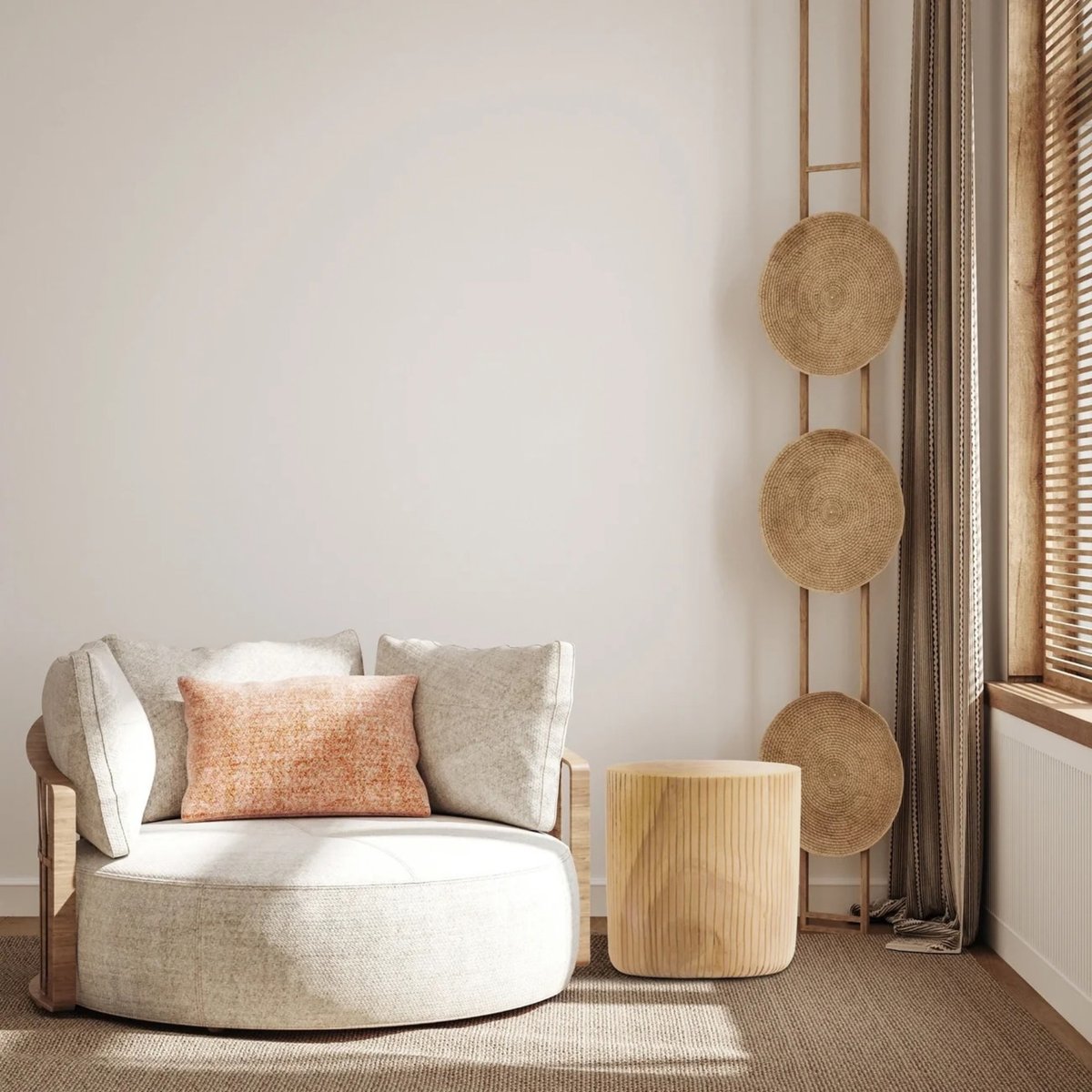 Round Java Light Oak Side Table