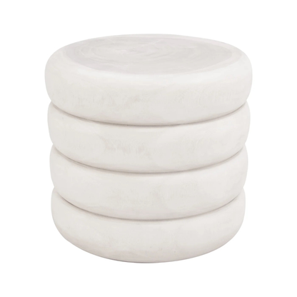 Tengal White Wood Side Table