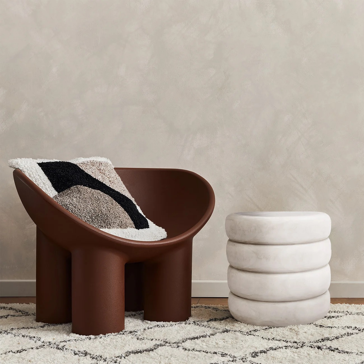 Tengal White Wood Side Table