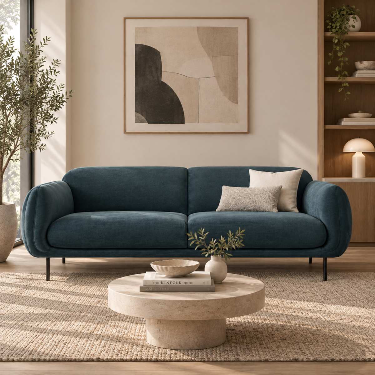 Nord Plush Casella Slate Sofa 86"