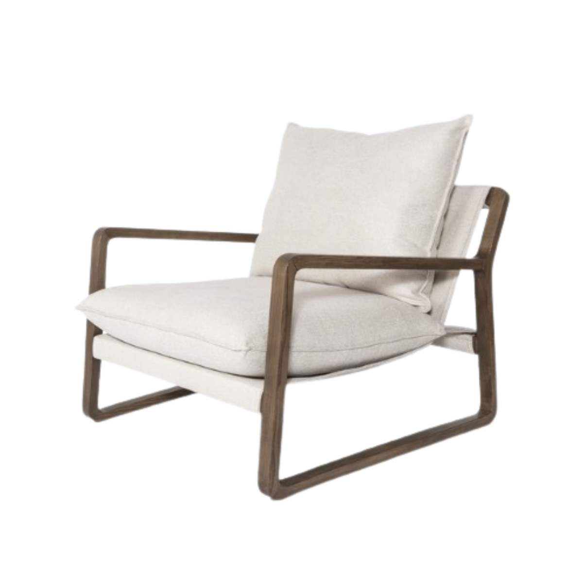 Finn Sling Cream with Walnut Frame Accent Chair
