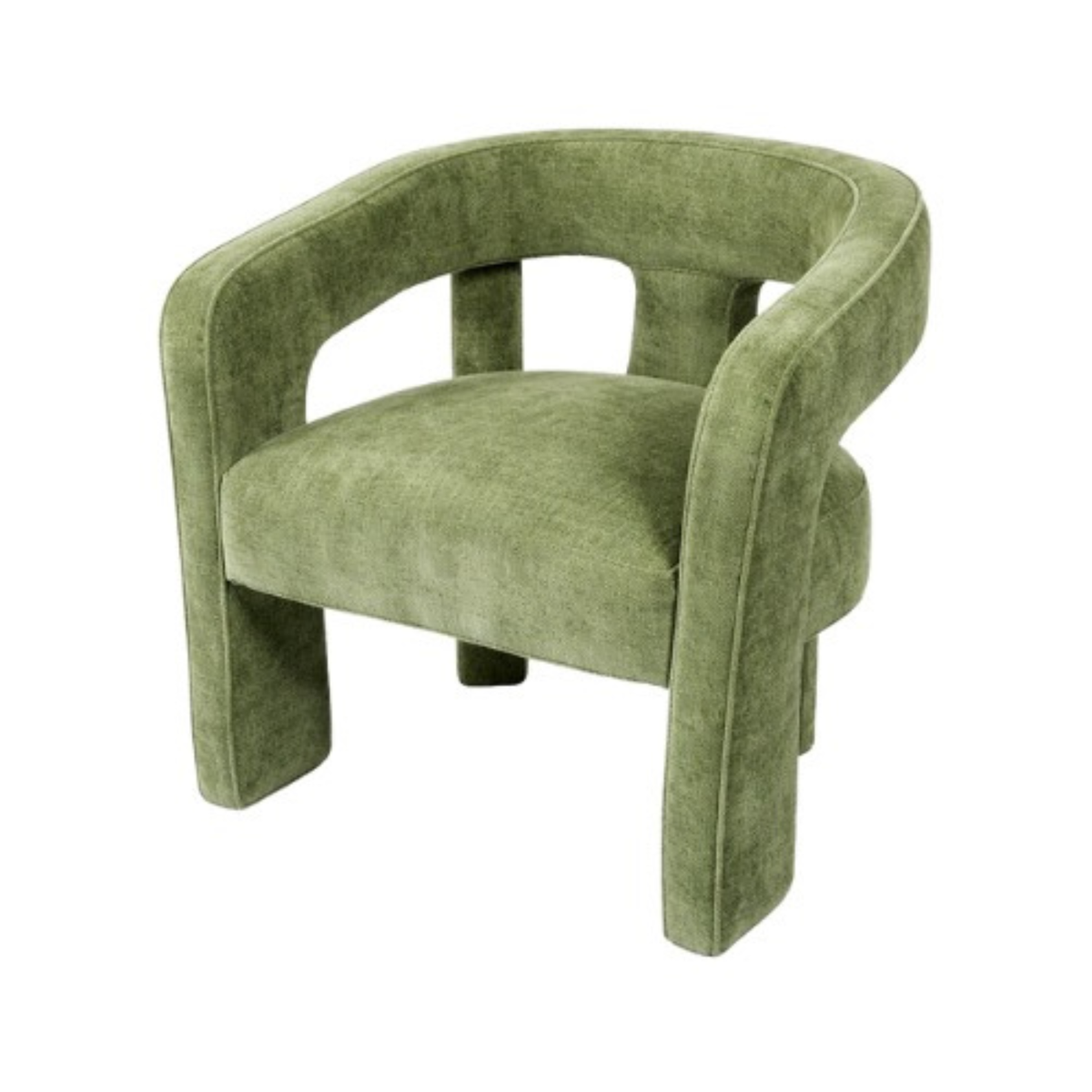 Curved Olive Green Accent Chair