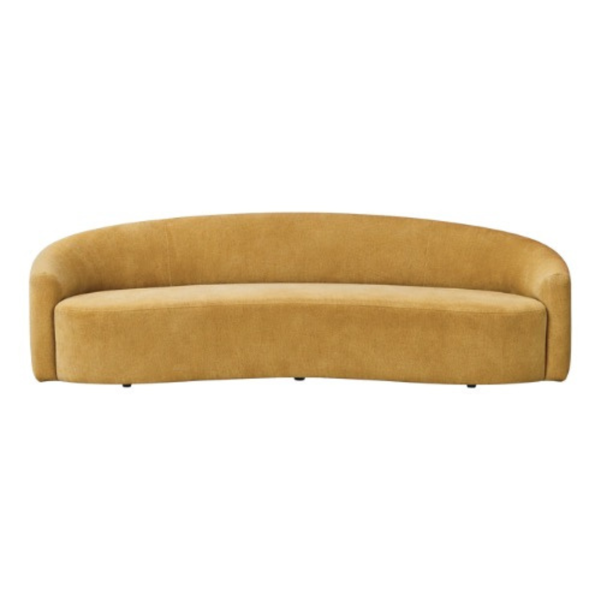 LUX Modern Curved Velvet Yellow Mustard Sofa 101"