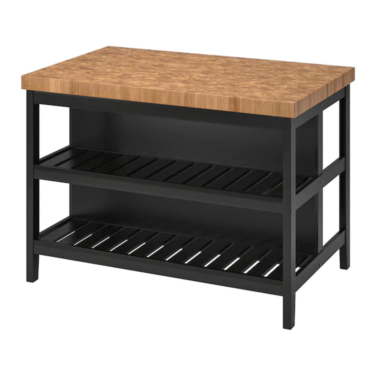 Black Base Kitchen Island with Rustic Wood Top