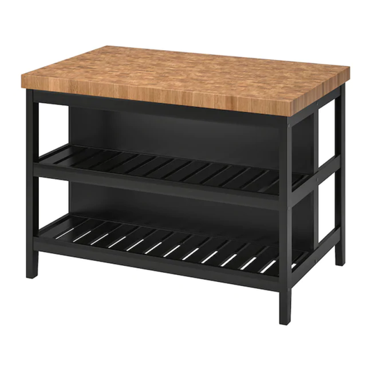 Black Base Kitchen Island with Rustic Wood Top