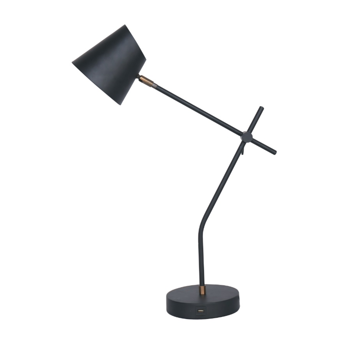 Matte Black with Antique Gold Accent Table Lamp
