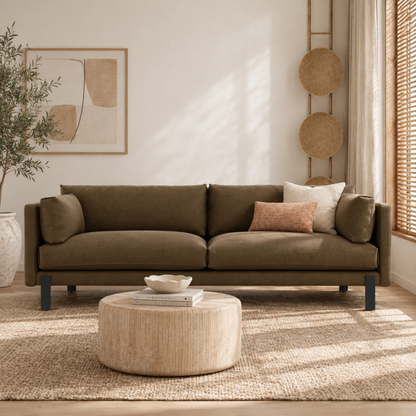 Silverlake Velvet Cocoa Sofa 86"