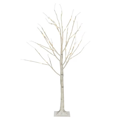 White LED Lights Birch Trees