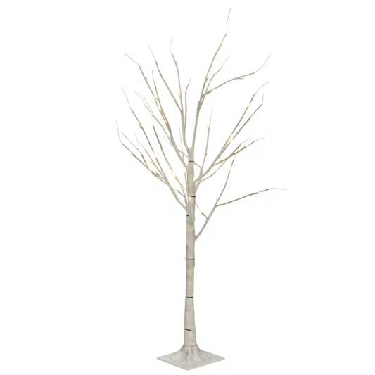 White LED Lights Birch Trees