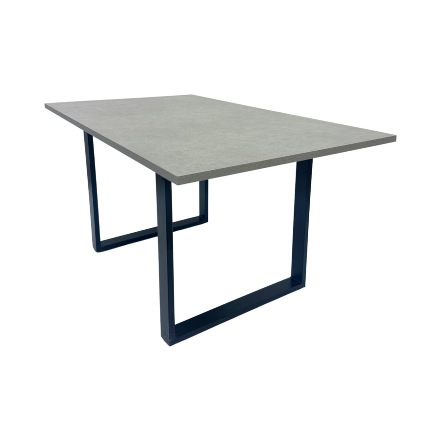 Black Square Dining Table Metal Base With Concrete Top