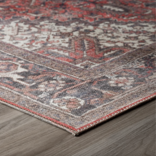 Vintage Rug With Red & Blue Pattern