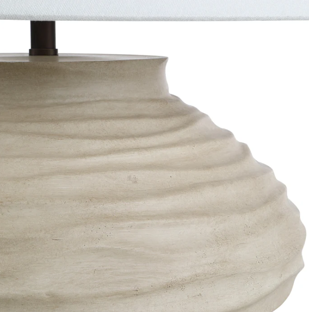 Beige Carved Resin Table Lamp