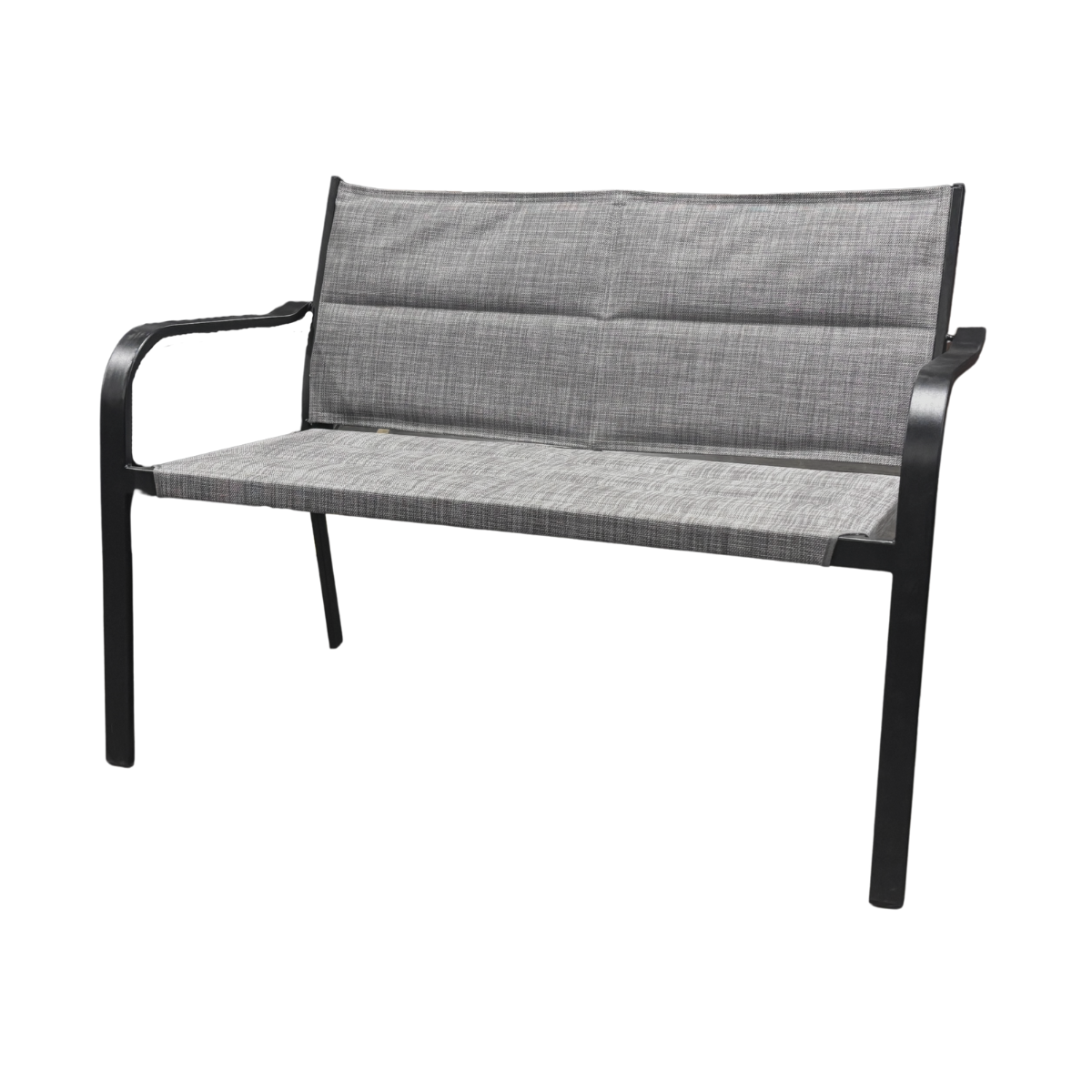 Patio Loveseat with Black Steel Frame and Grey Seat