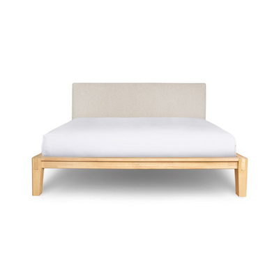 Queen Luna Cream Bed with White Oak Frame