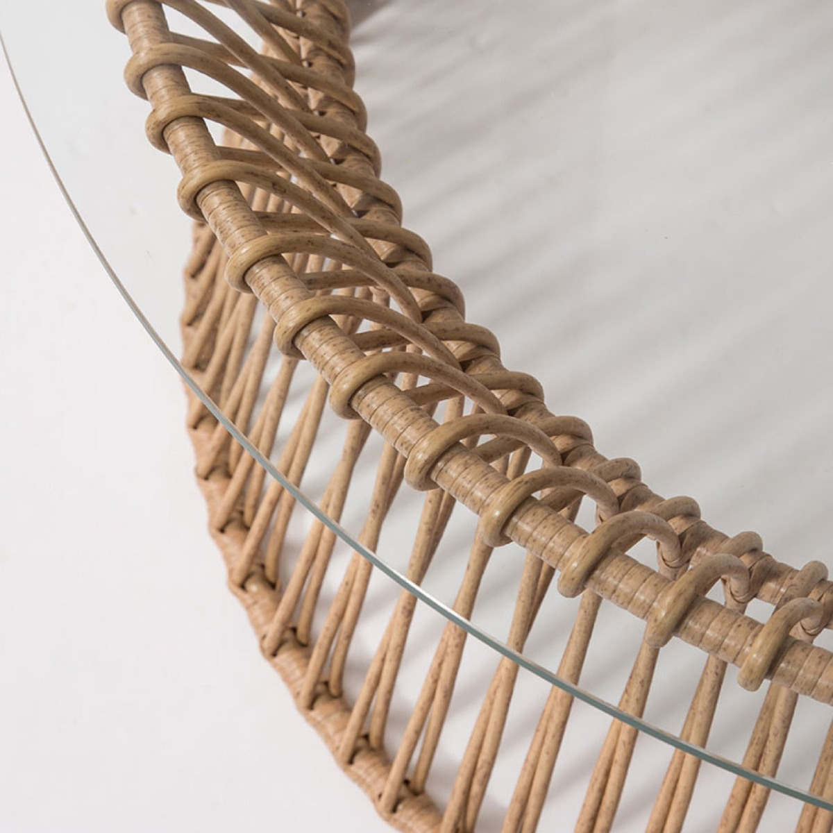 California Capri Woven Rattan Coffee Table with Tempered Glass Top