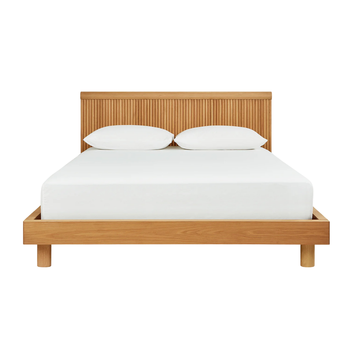 Odeon White Oak Queen Complete Bed - NOT FOR RENT