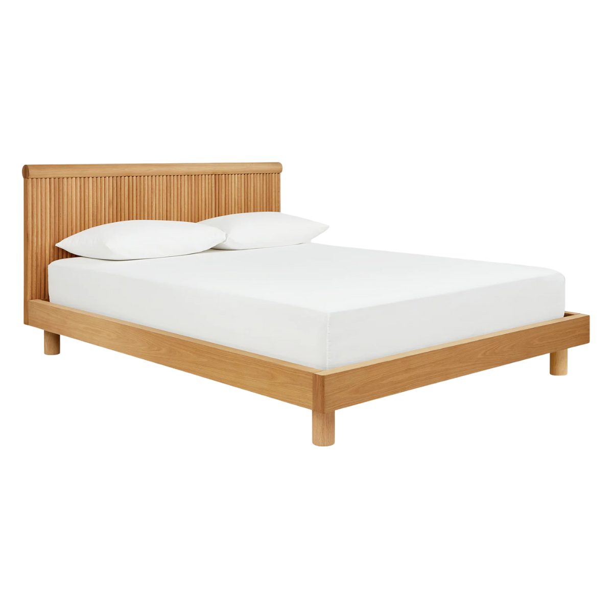 Odeon White Oak Queen Complete Bed - NOT FOR RENT