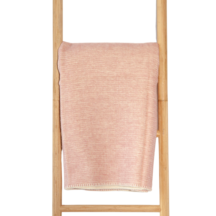 Blush Pink Wool With Cream Underside Throw