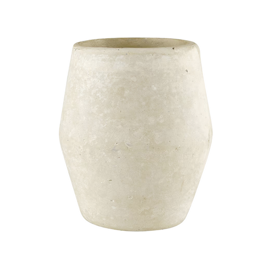 Natural Paper Mache Vase Barrel Shape