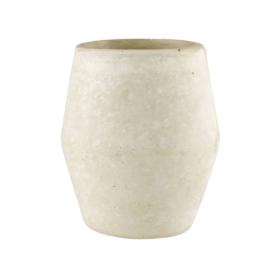 Natural Paper Mache Vase Barrel Shape