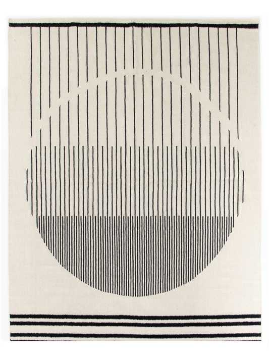 Rug - 8x10 Pyla Modern Geo White & Black Lines // Section 50