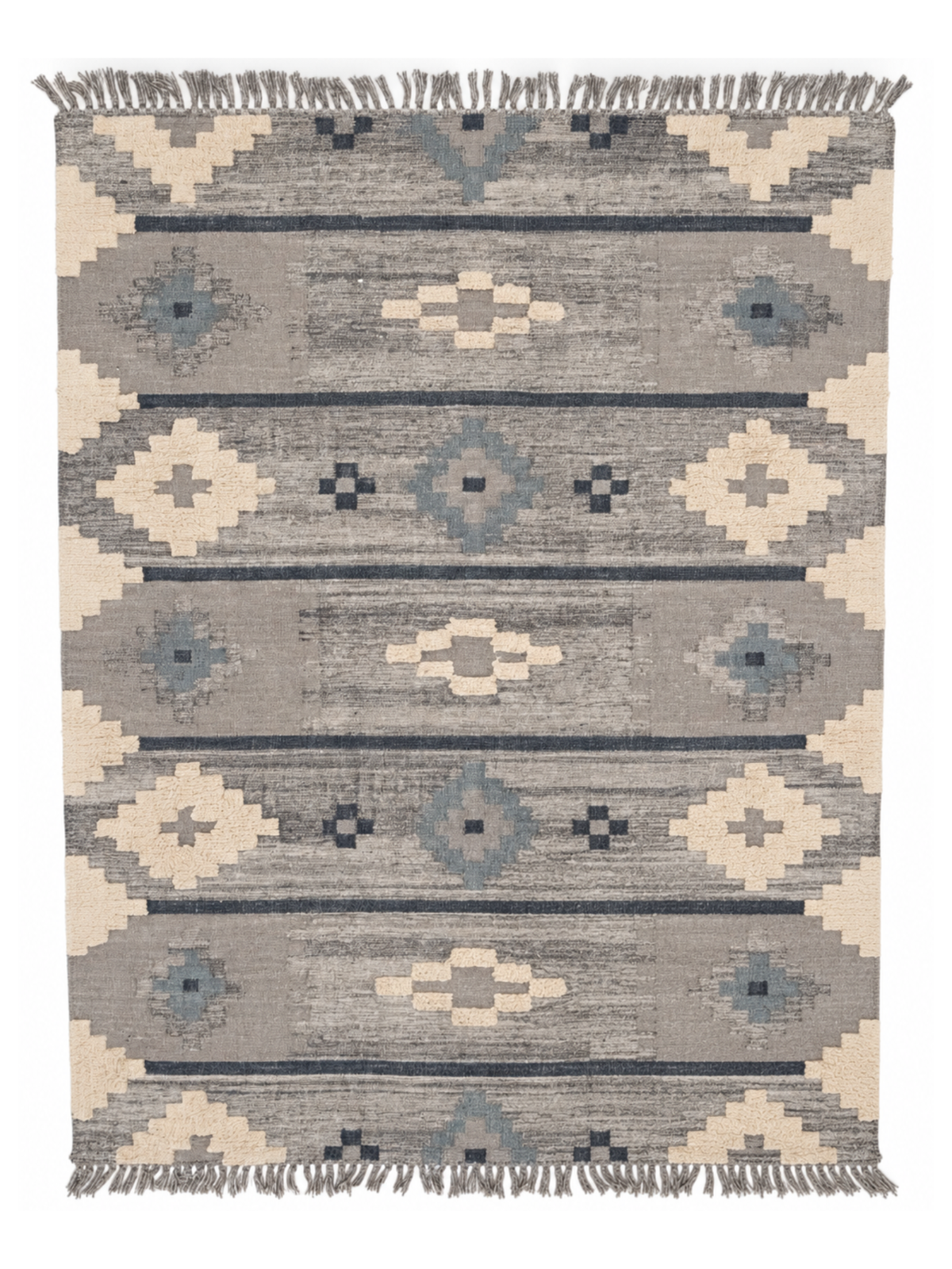 Rug - 8x10 Woven Light Blue w/ Grey and White Pattern // Section 70