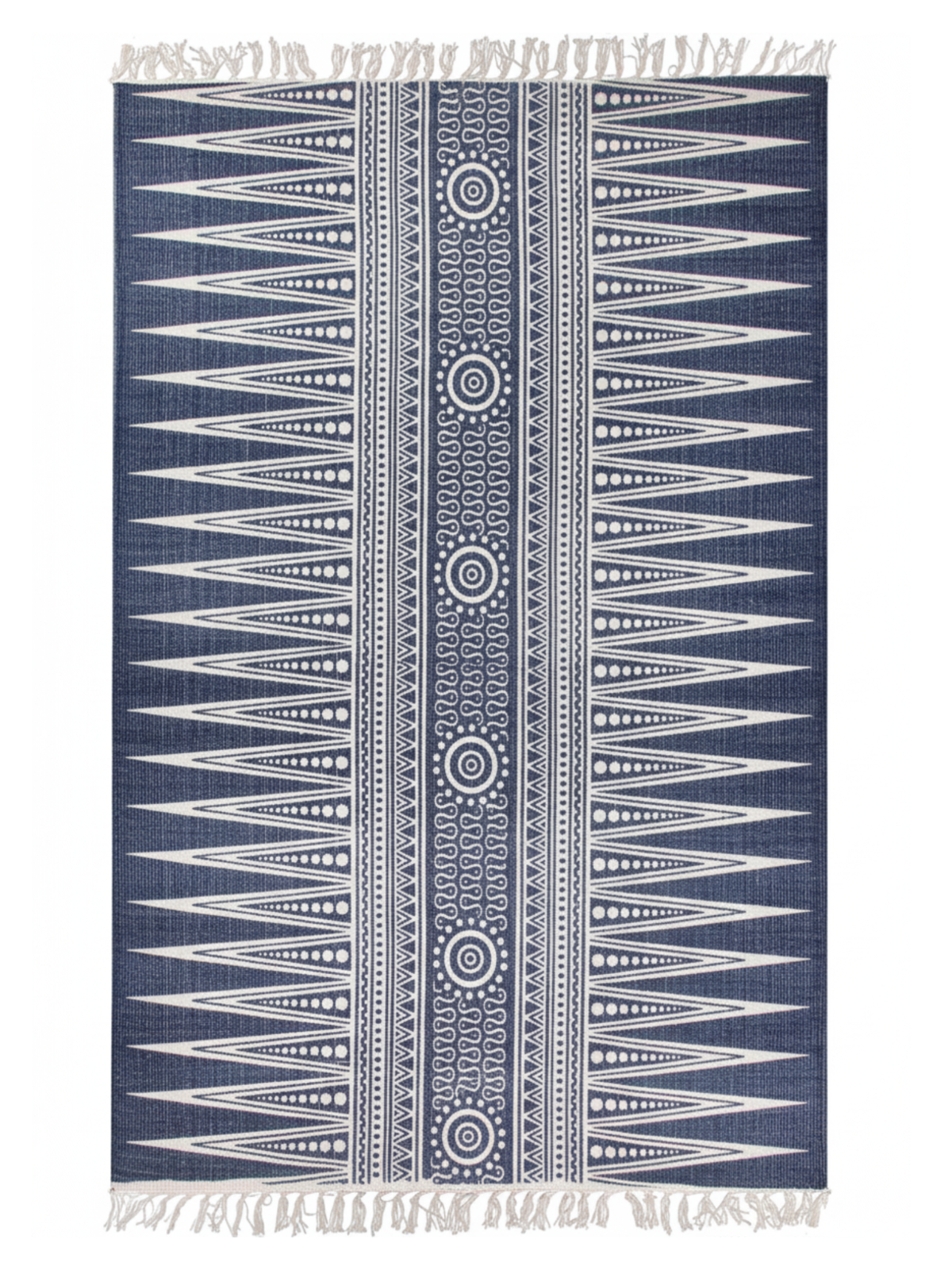 Rug - 8x10 Valencia Flat Weave Blue & White Pattern // Section 70