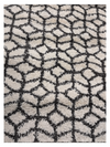 Grey and White Shag Geo Pattern Rug