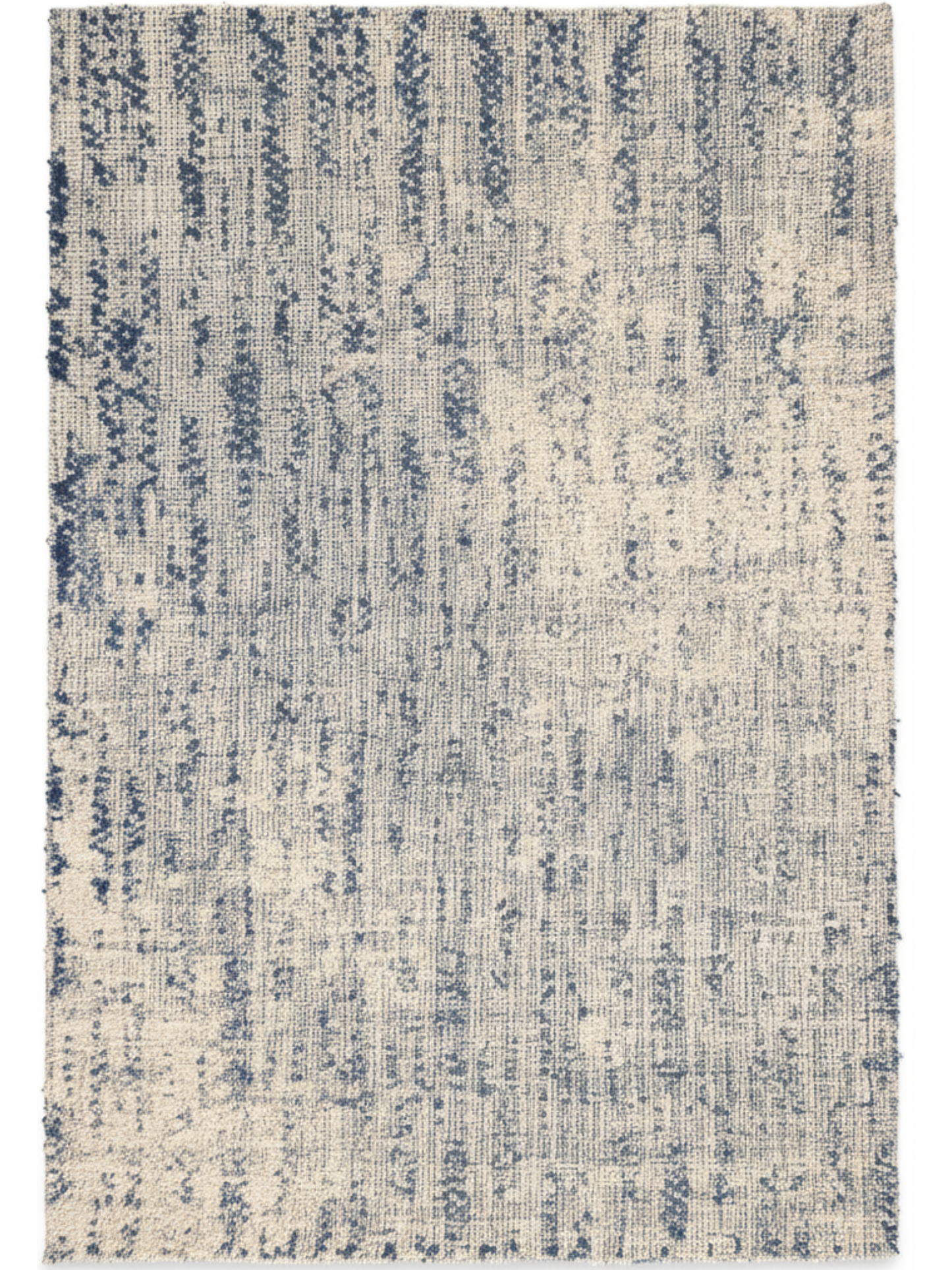 Distressed Rug in Blue, Grey & Cream