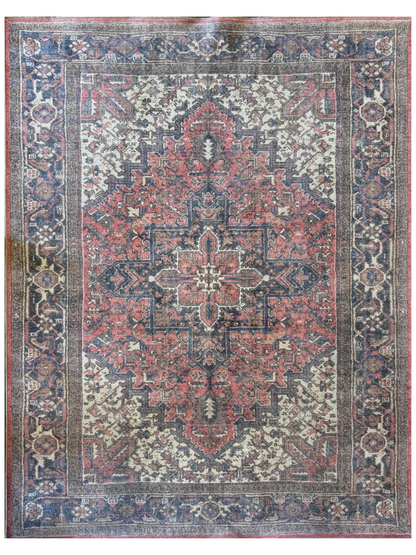 Vintage Rug With Red & Blue Pattern