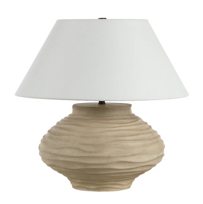 Beige Carved Resin Table Lamp