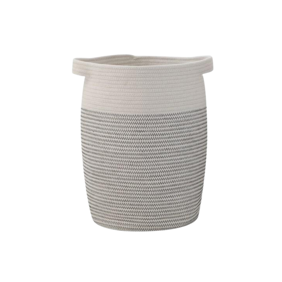 Small Cream & Black Woven Cotton Rope Basket