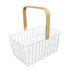 Small White Wire Basket with 1 Wood Handle