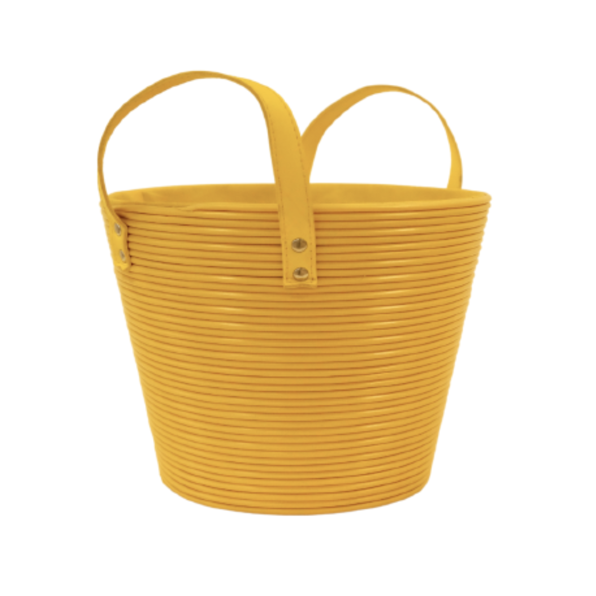 Small Yellow Cane Basket w/ Liner & Handles