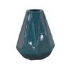 Small Ribbed Teal Blue Triangles Vase