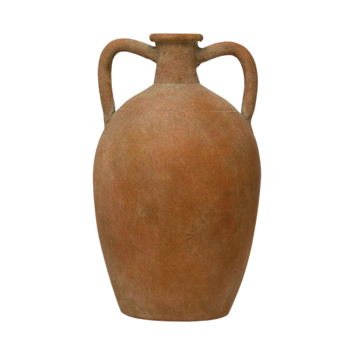 Round Terra-Cotta Urn Vase with Handles