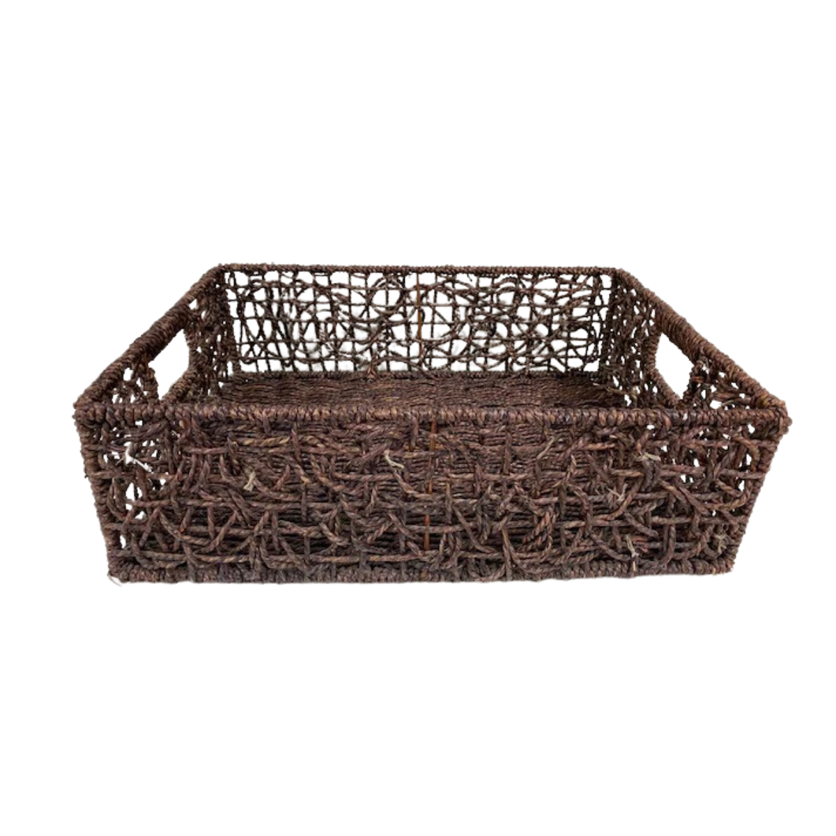 Brown Woven Rope Basket with Handles