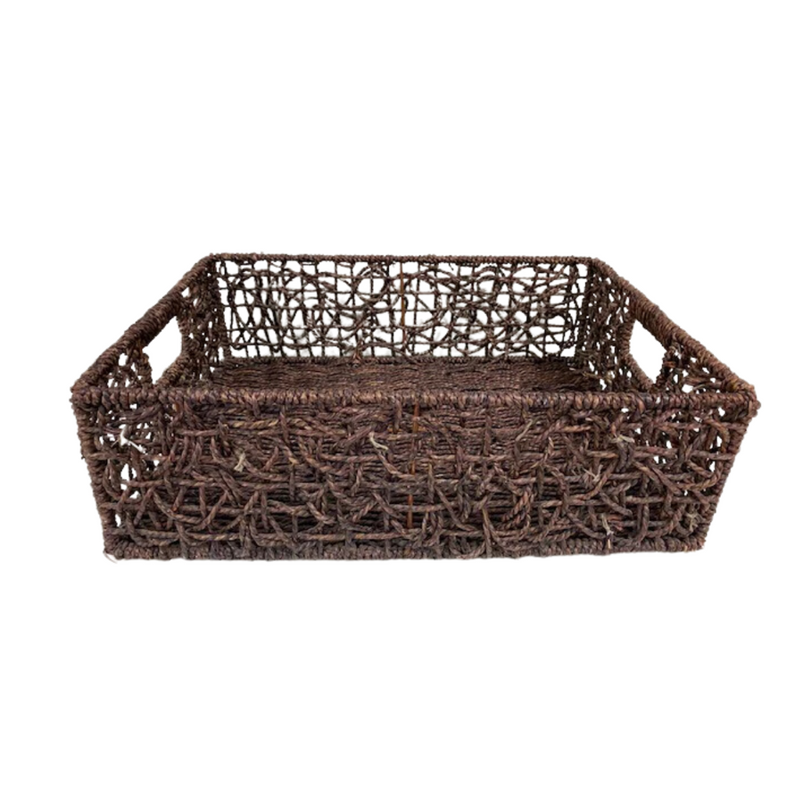 Brown Woven Rope Basket with Handles