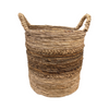 Rattan Basket w/ Braided Stripes