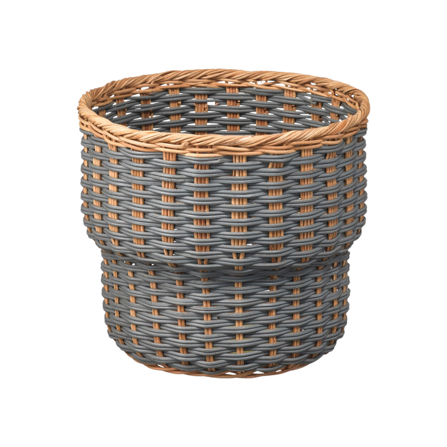 Blue Woven Basket Wicker Round